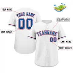 Classic Authentic White Royal-Red Baseball Jersey 2