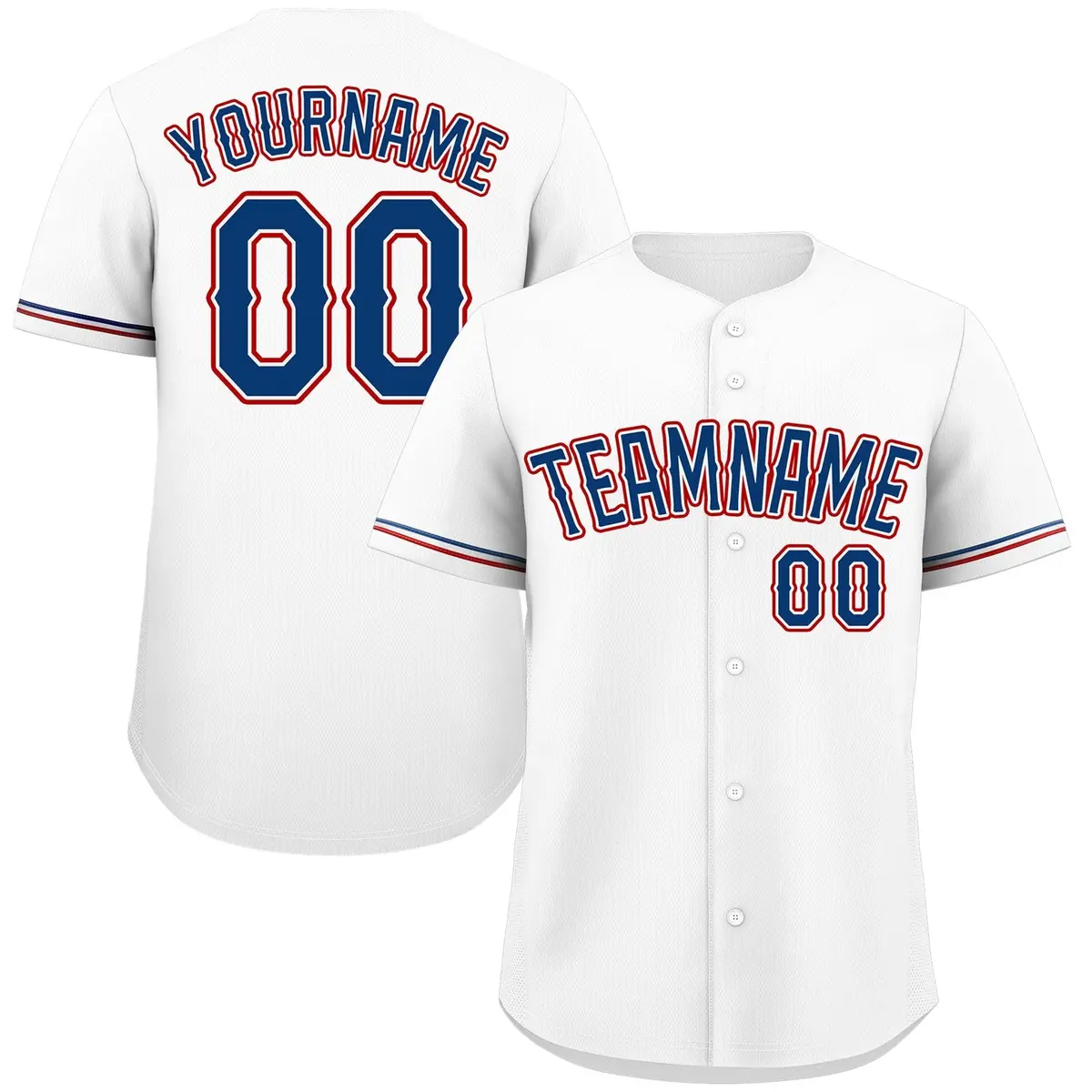 Classic Authentic White Royal-Red Baseball Jersey