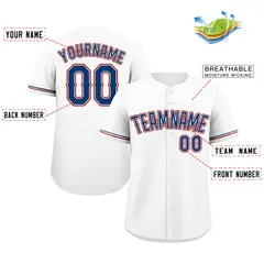 Classic Authentic White Royal-Red Baseball Jersey 2