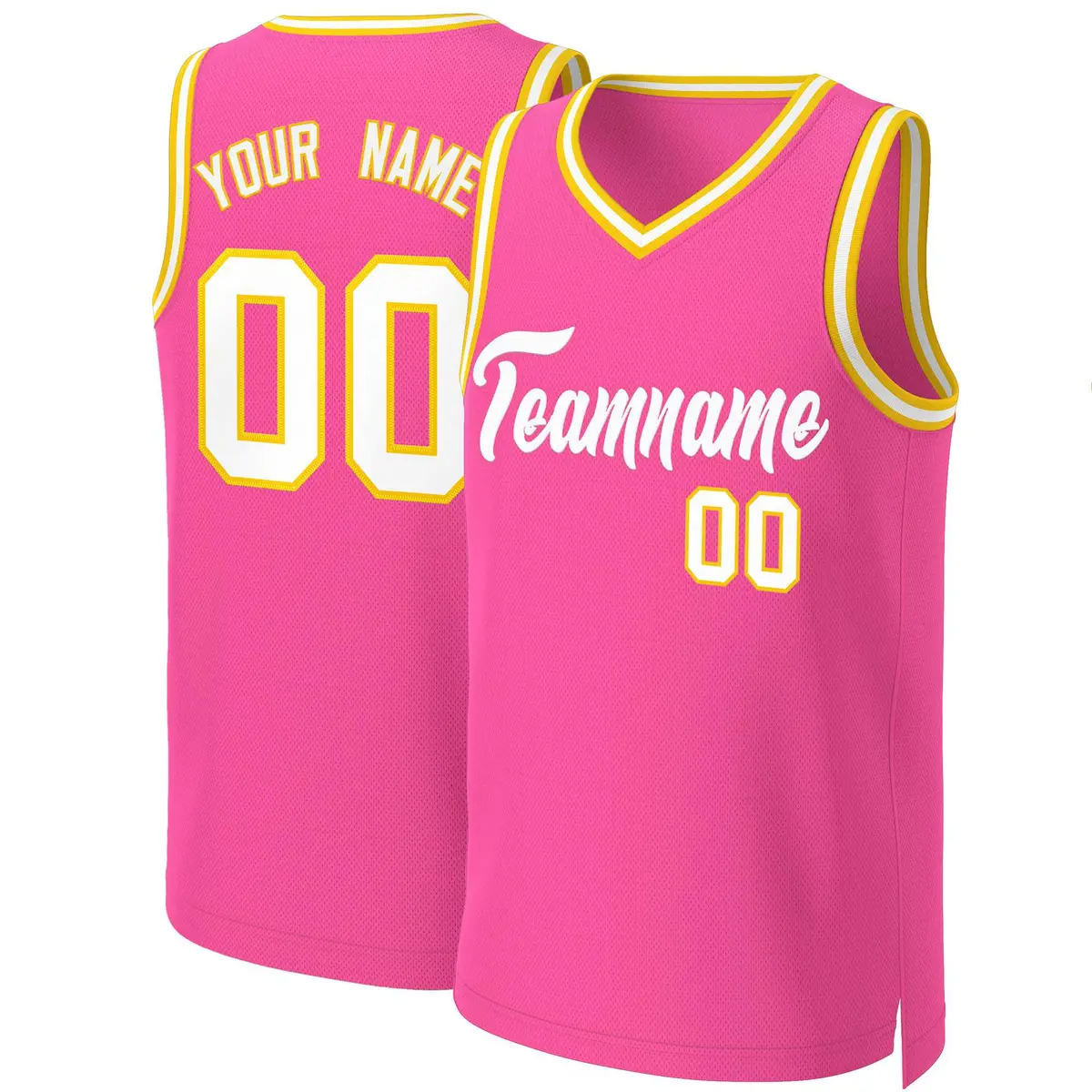 Classic Basketball Jersey Pink White