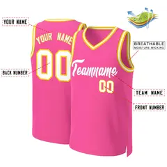Classic Basketball Jersey Pink White 2