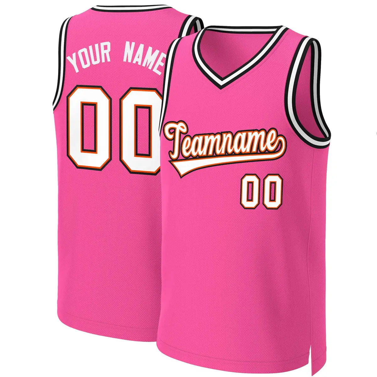 Classic Basketball Jersey Pink White-Orange