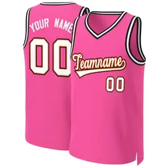 Classic Basketball Jersey Pink White-Orange 1