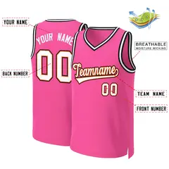 Classic Basketball Jersey Pink White-Orange 2