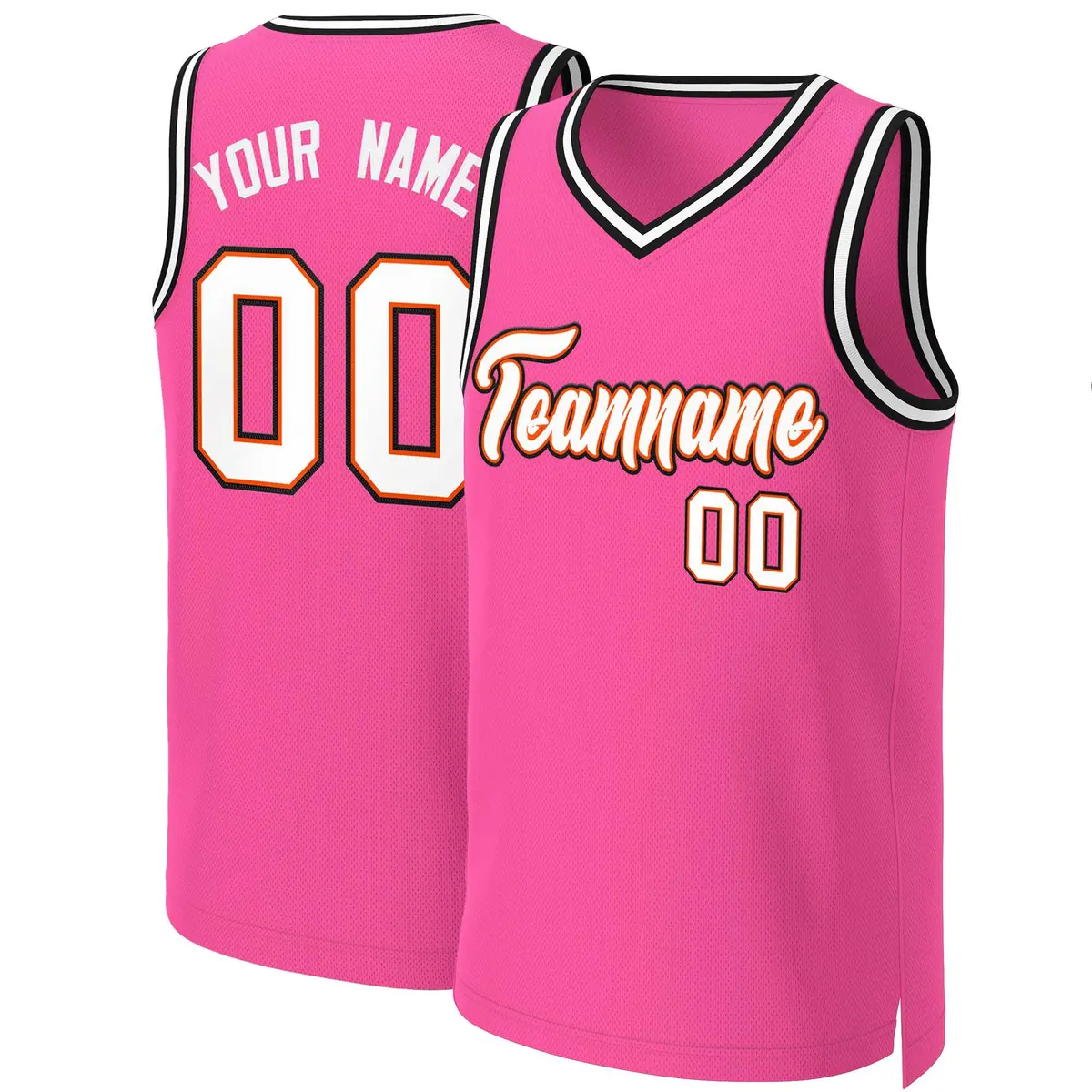 Classic Basketball Jersey Pink White-Orange