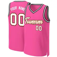 Classic Basketball Jersey Pink White-Orange 1