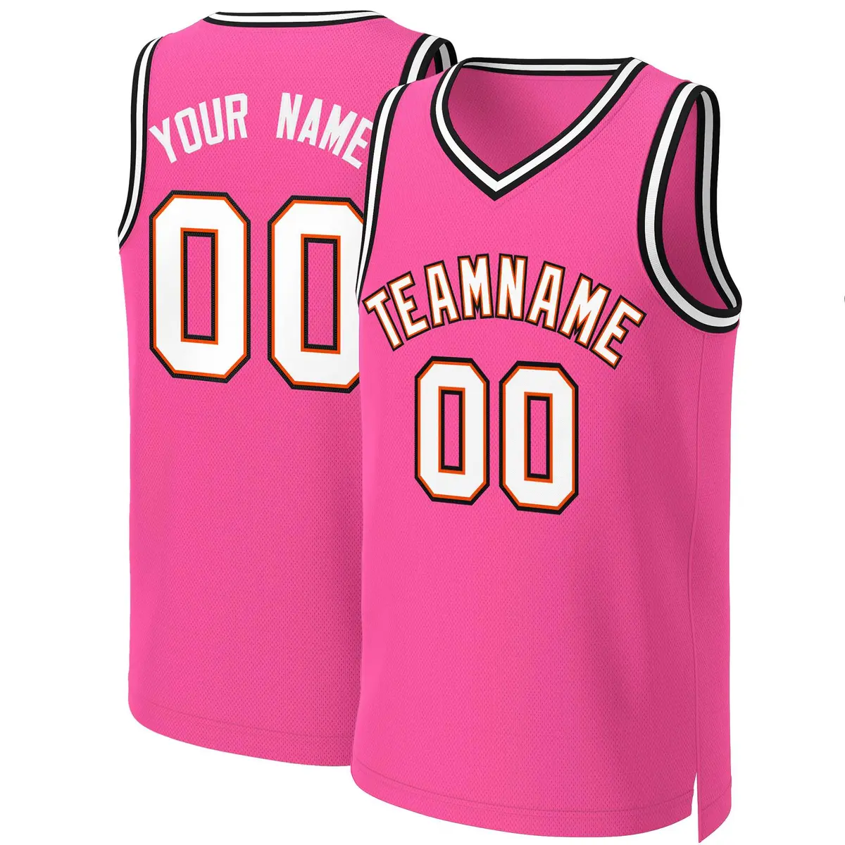 Classic Basketball Jersey Pink White-Orange
