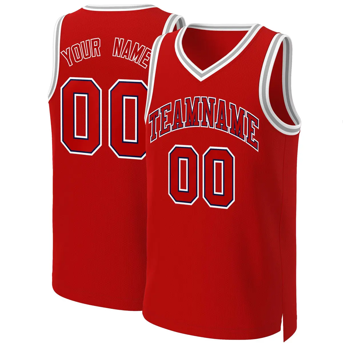 Classic Basketball Jersey Red Red-Navy