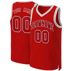 Classic Basketball Jersey Red Red-Navy 1