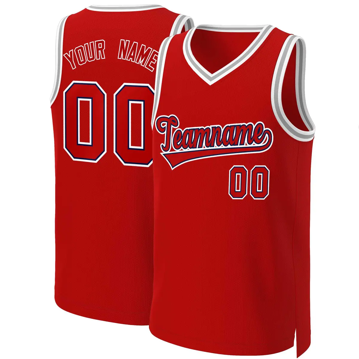 Classic Basketball Jersey Red Red-Navy