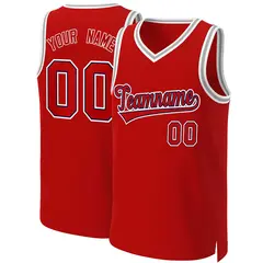 Classic Basketball Jersey Red Red-Navy 1