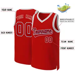Classic Basketball Jersey Red Red-Navy 2