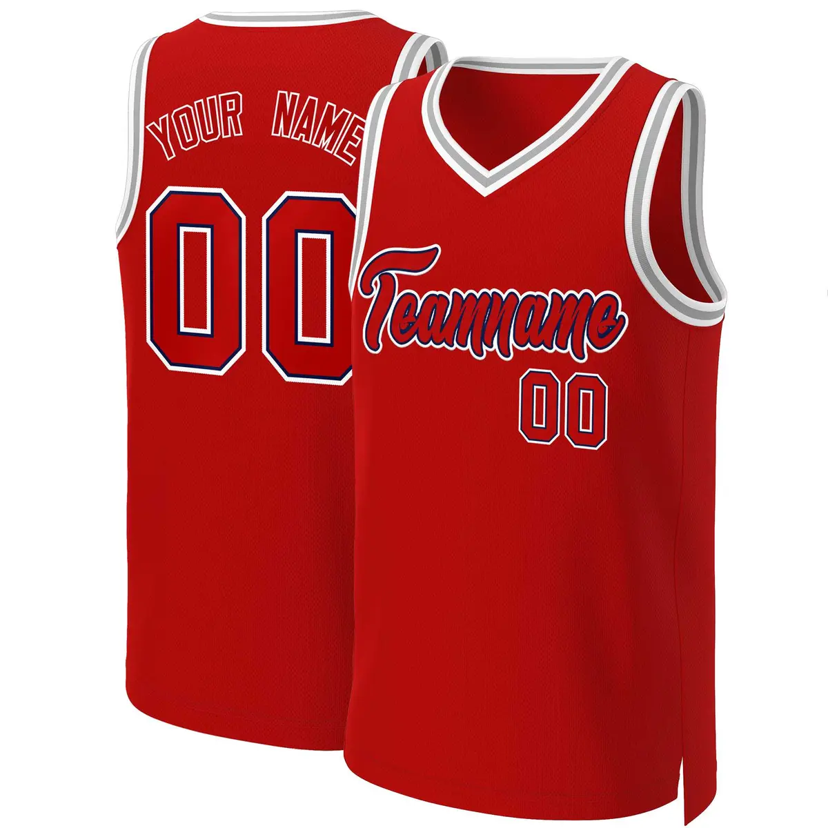 Classic Basketball Jersey Red Red-Navy