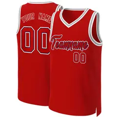 Classic Basketball Jersey Red Red-Navy 1