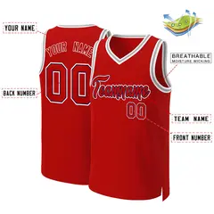 Classic Basketball Jersey Red Red-Navy 2