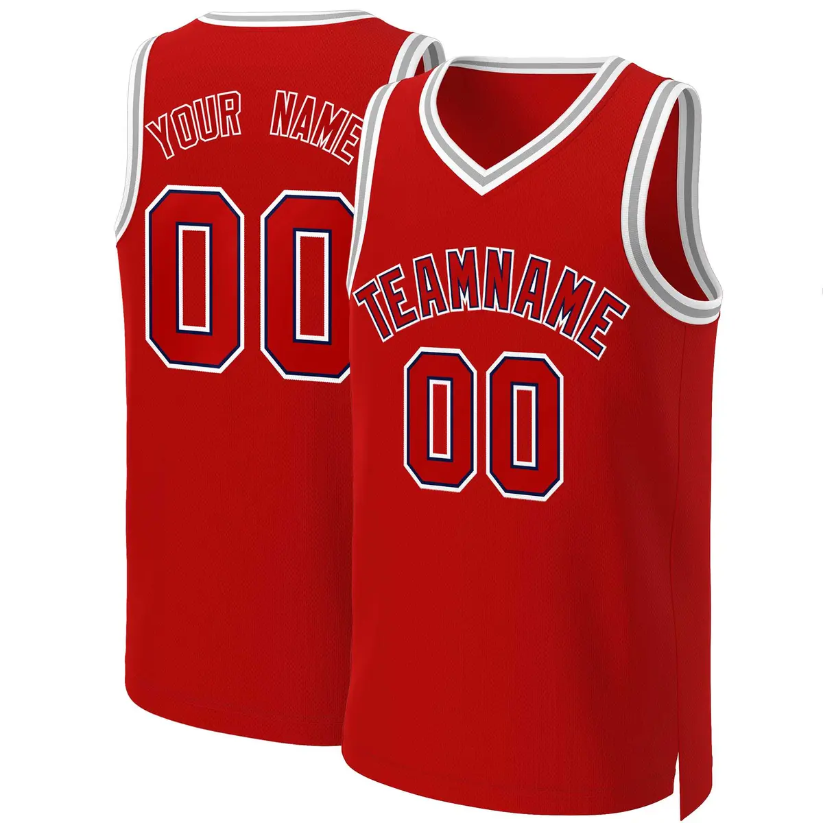 Classic Basketball Jersey Red Red-Navy