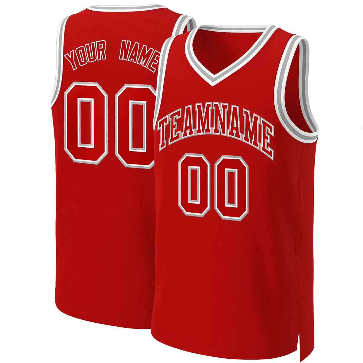 Classic Basketball Jersey Red Red-White