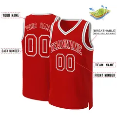 Classic Basketball Jersey Red Red-White 2