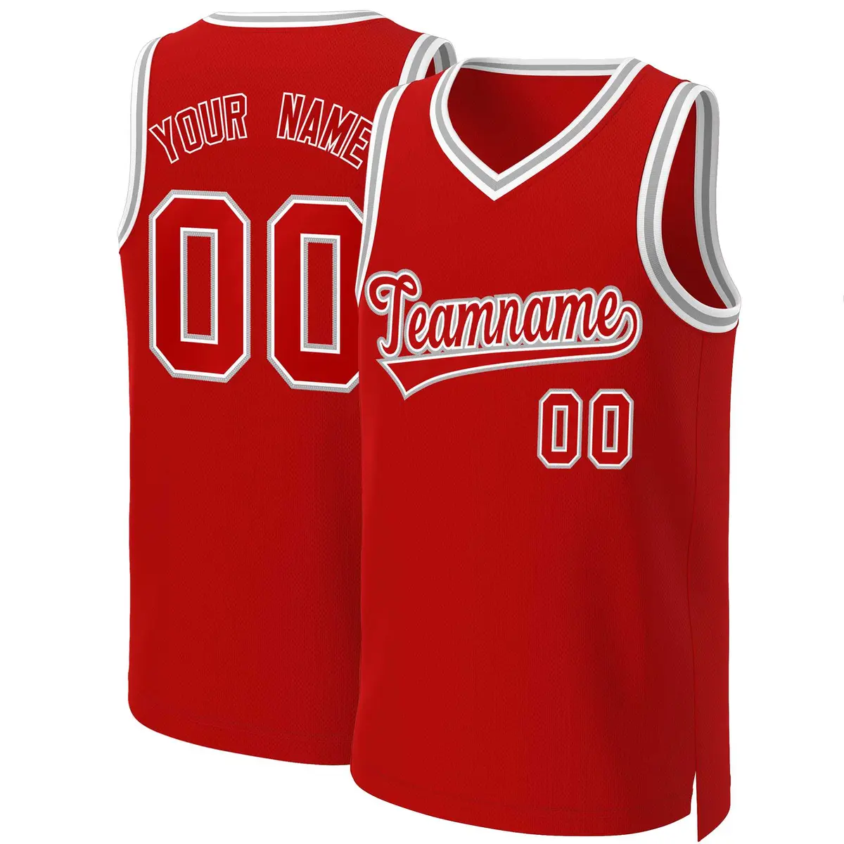 Classic Basketball Jersey Red Red-White