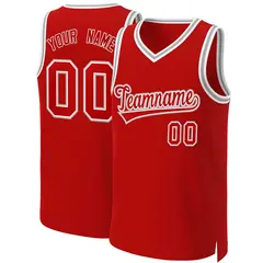 Classic Basketball Jersey Red Red-White
