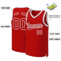 Classic Basketball Jersey Red Red-White 2
