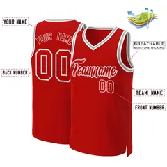Classic Basketball Jersey Red Red-White 2