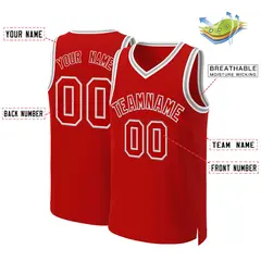 Classic Basketball Jersey Red Red-White 2
