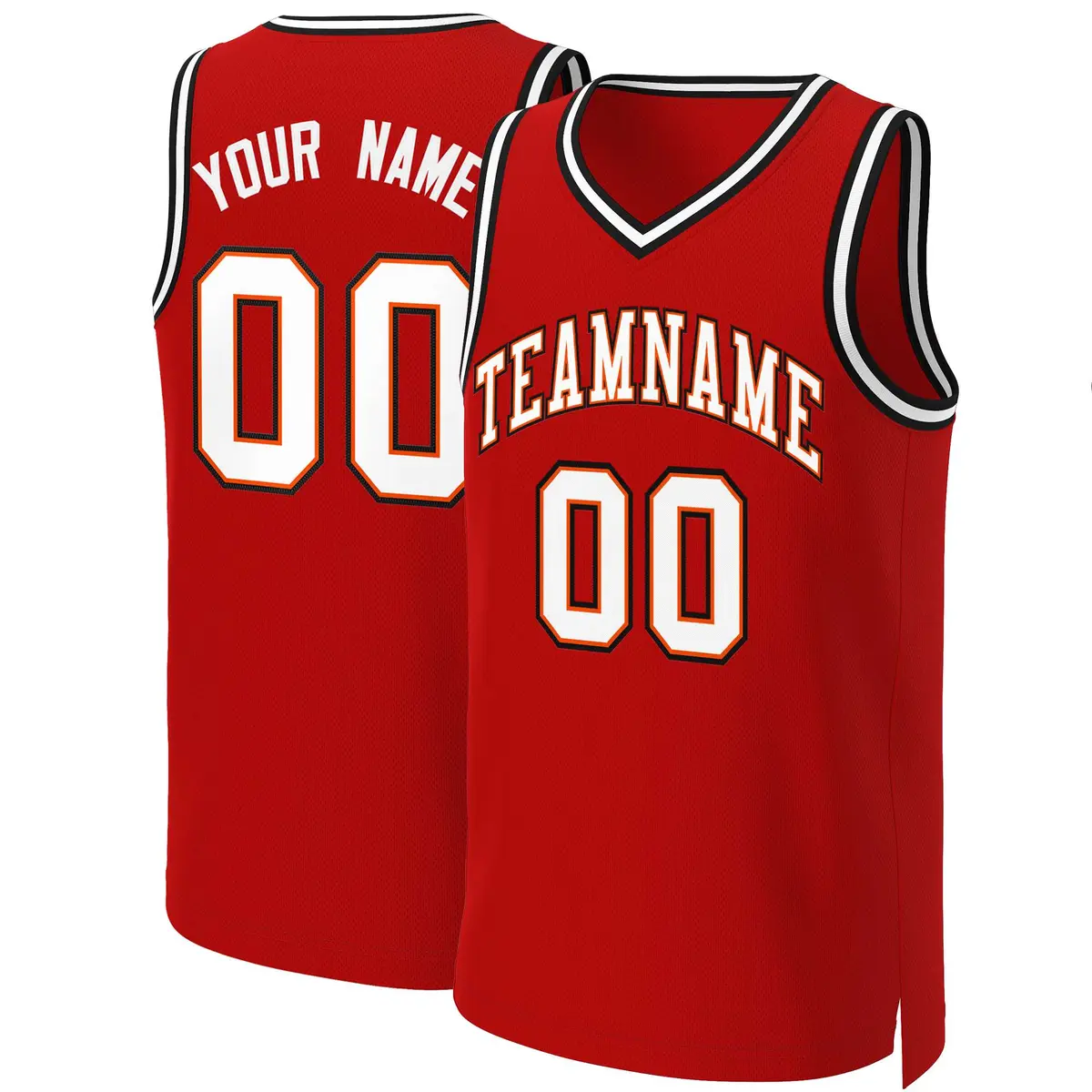 Classic Basketball Jersey Red White-Orange