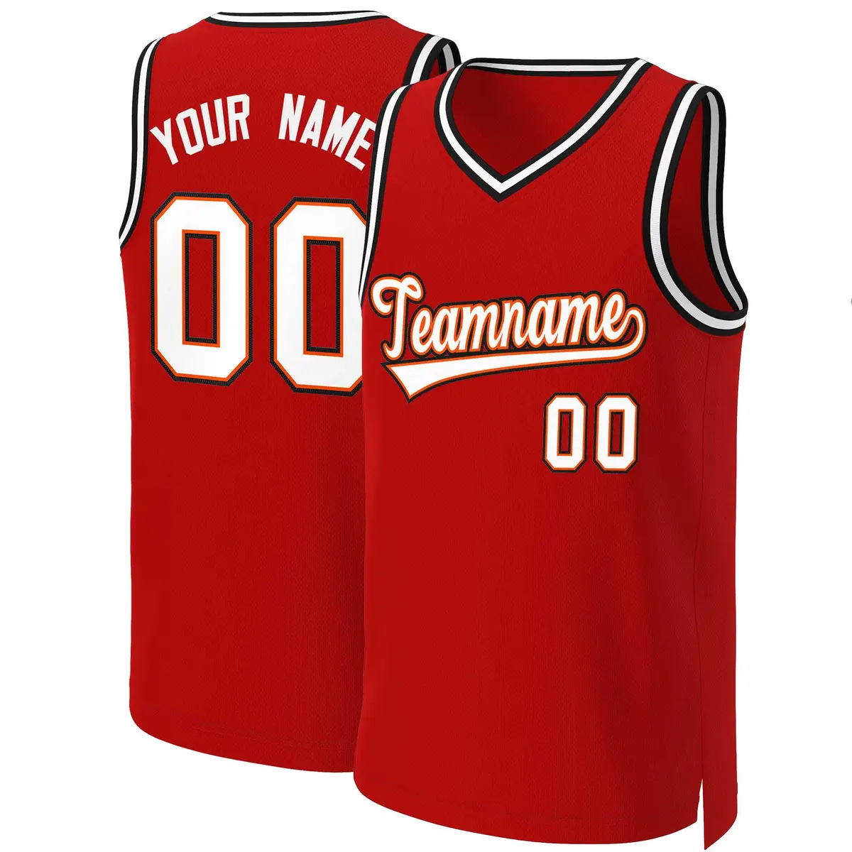 Classic Basketball Jersey Red White-Orange