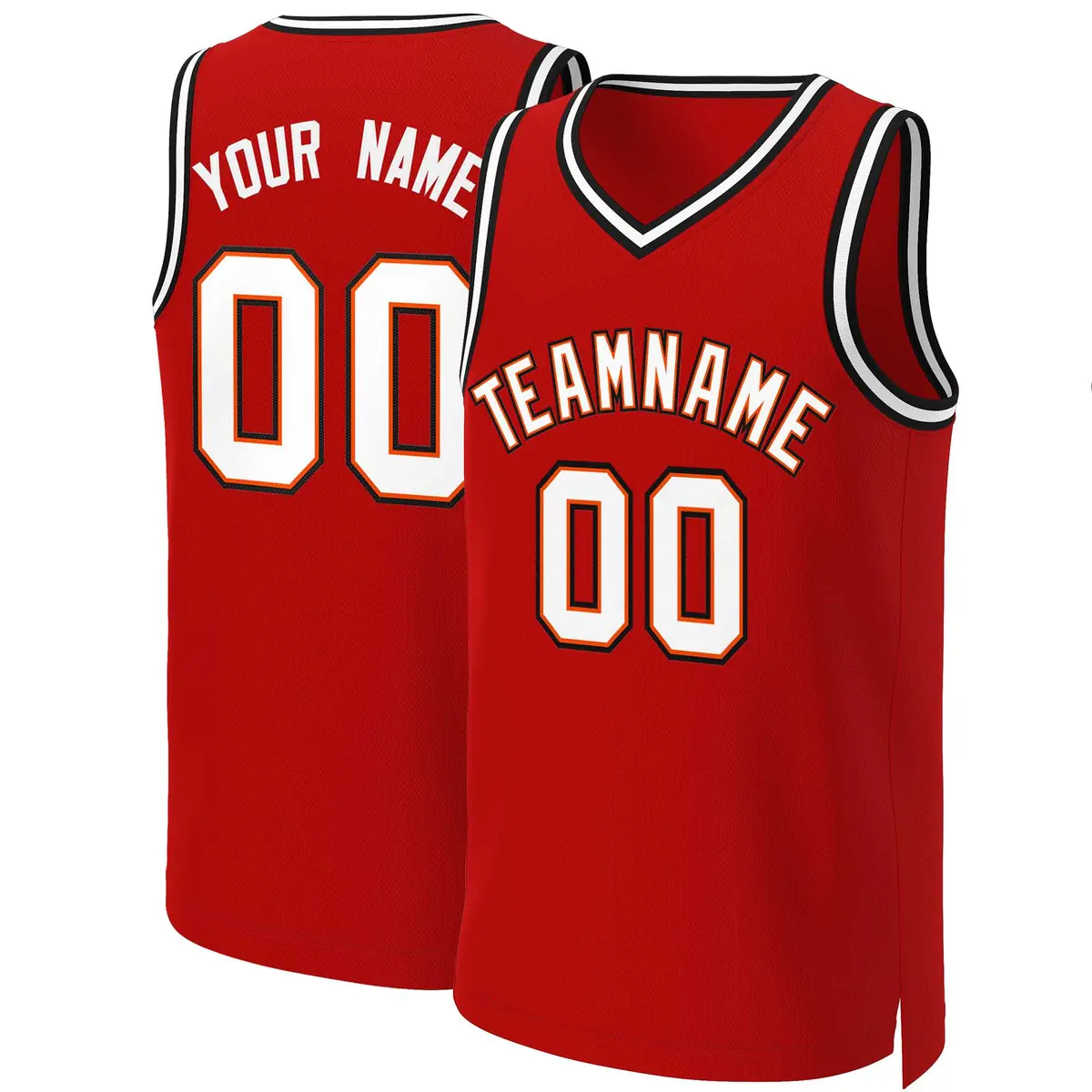 Classic Basketball Jersey Red White-Orange