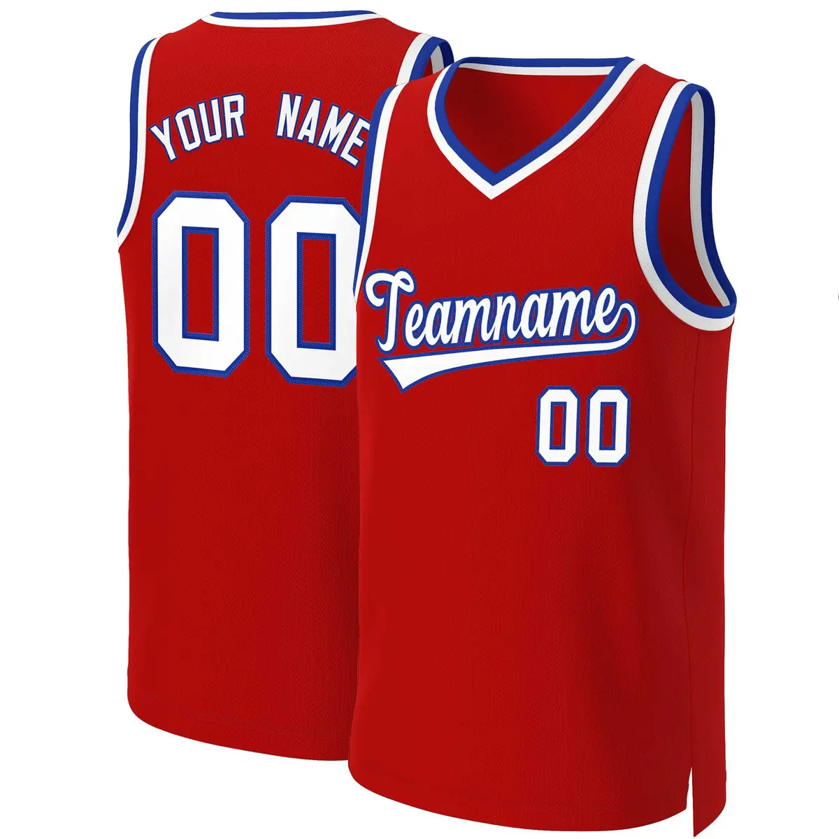 Classic Basketball Jersey Red White-Royal