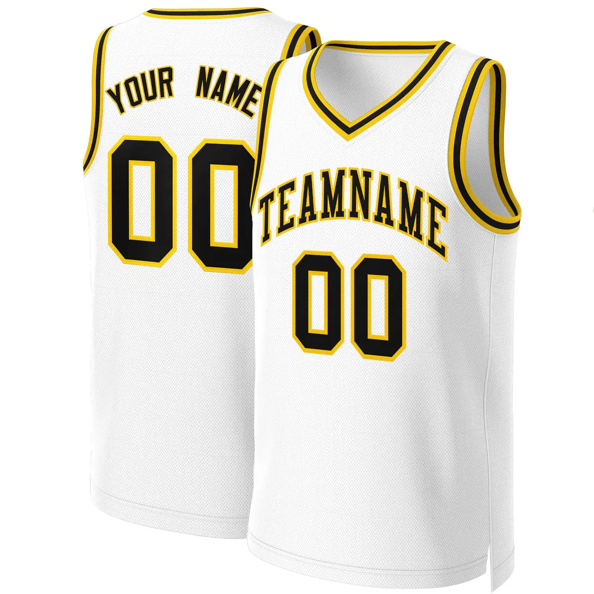 Classic Basketball Jersey White Black-Yellow