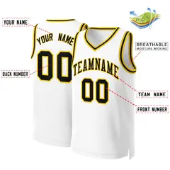 Classic Basketball Jersey White Black-Yellow 2