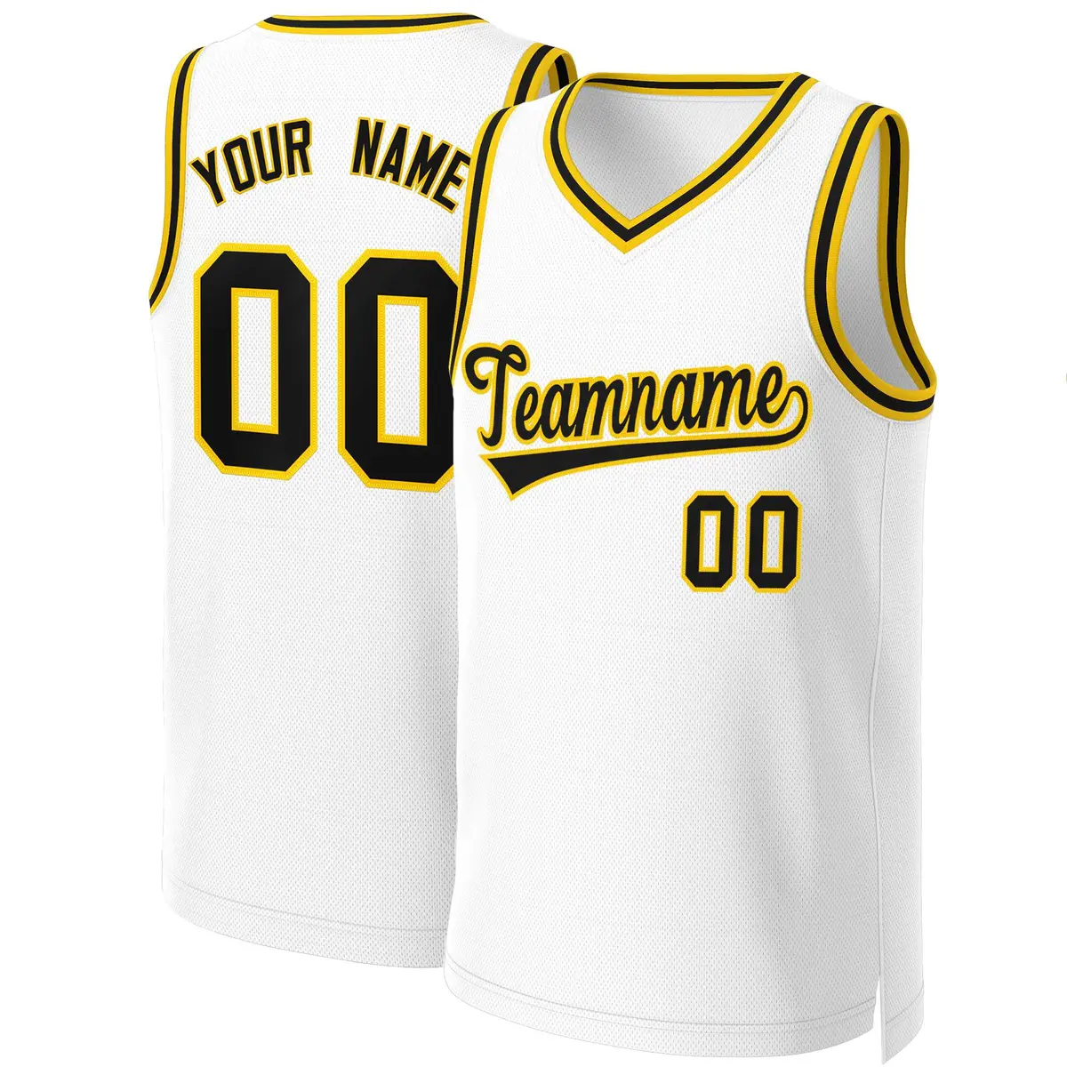 Classic Basketball Jersey White Black-Yellow