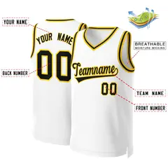 Classic Basketball Jersey White Black-Yellow 2