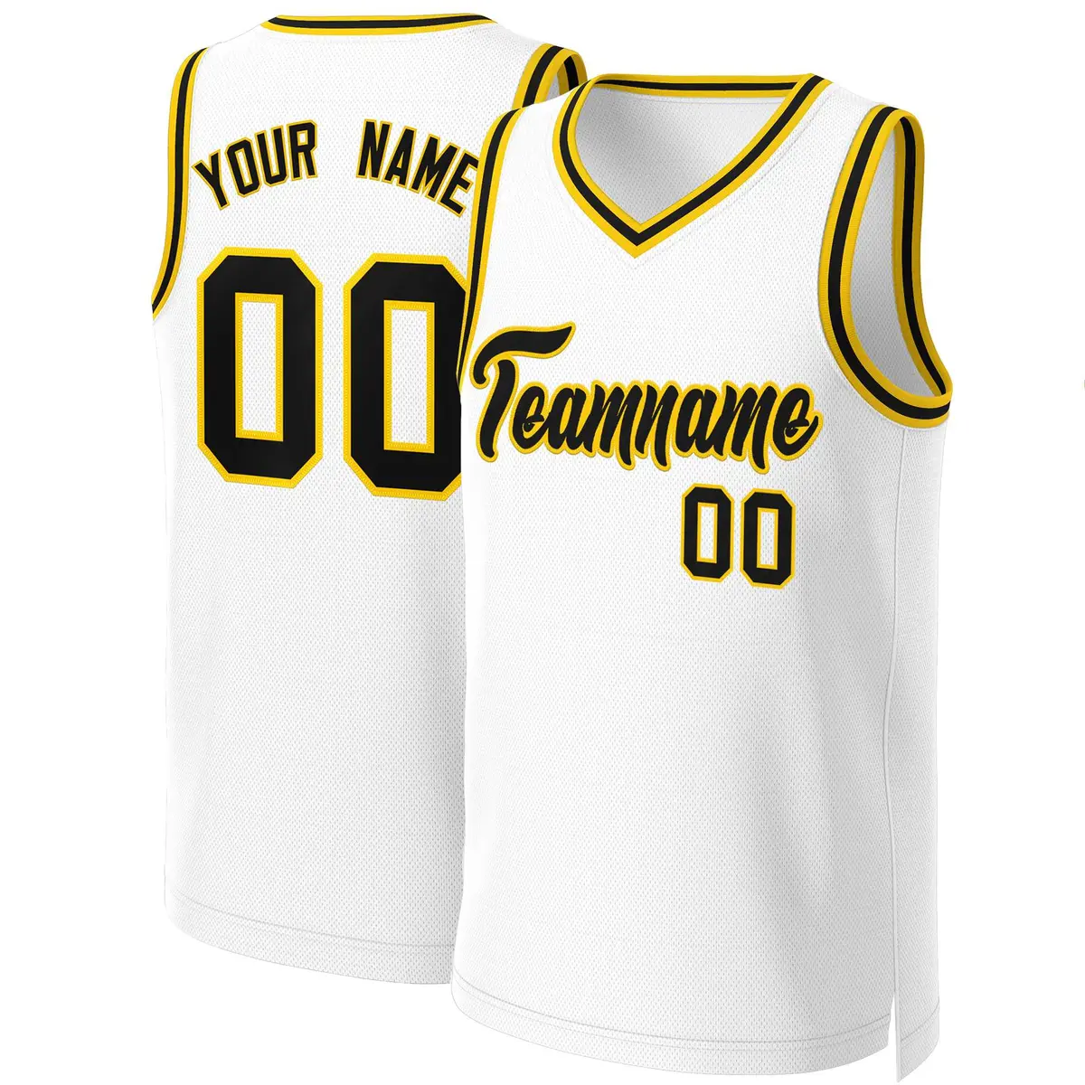Classic Basketball Jersey White Black-Yellow