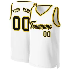 Classic Basketball Jersey White Black-Yellow 1