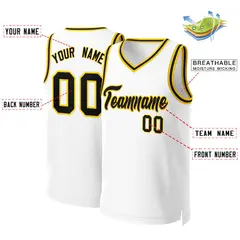 Classic Basketball Jersey White Black-Yellow 2