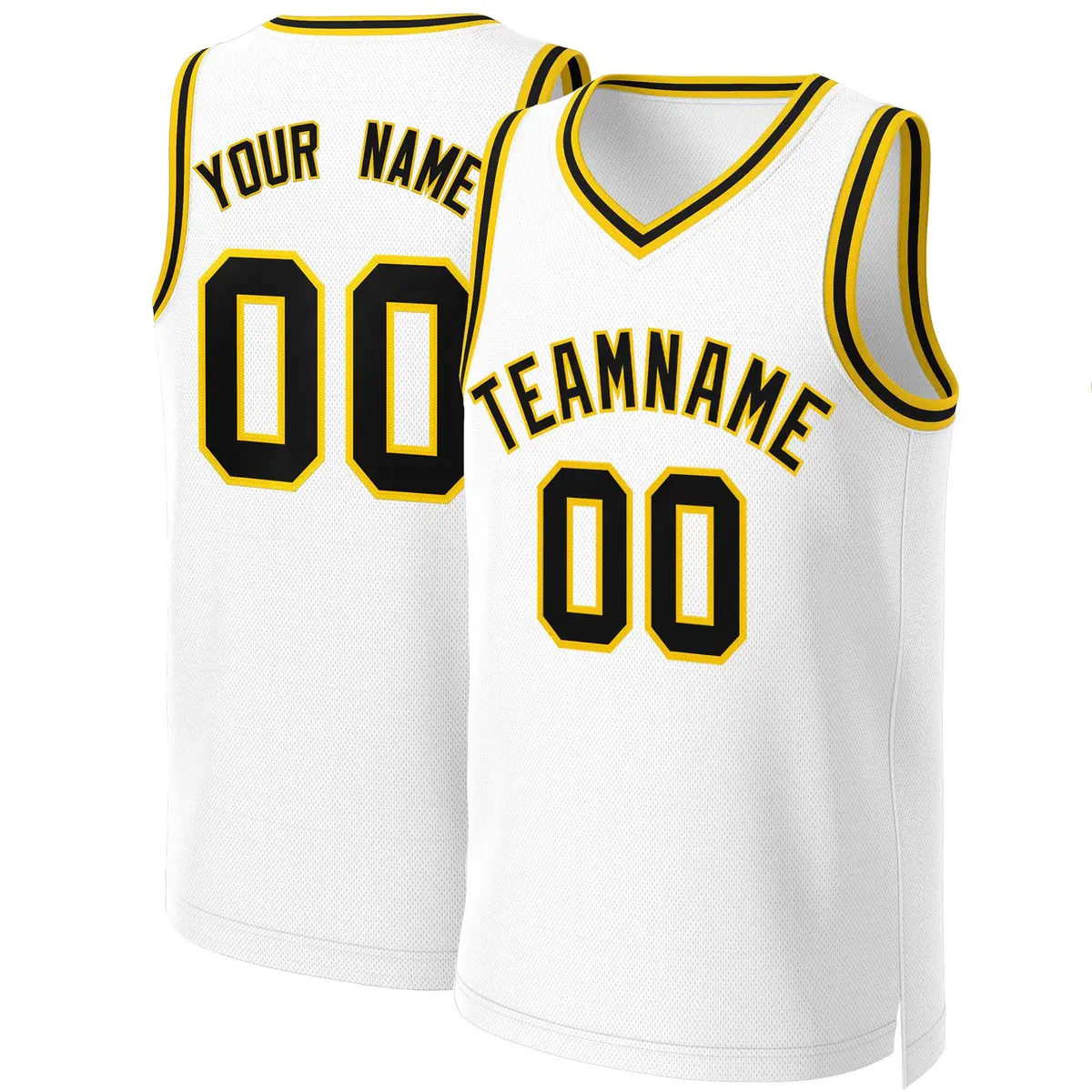 Classic Basketball Jersey White Black-Yellow