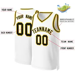 Classic Basketball Jersey White Black-Yellow 2
