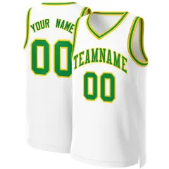 Classic Basketball Jersey White Green-Yellow 1