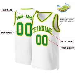 Classic Basketball Jersey White Green-Yellow 2