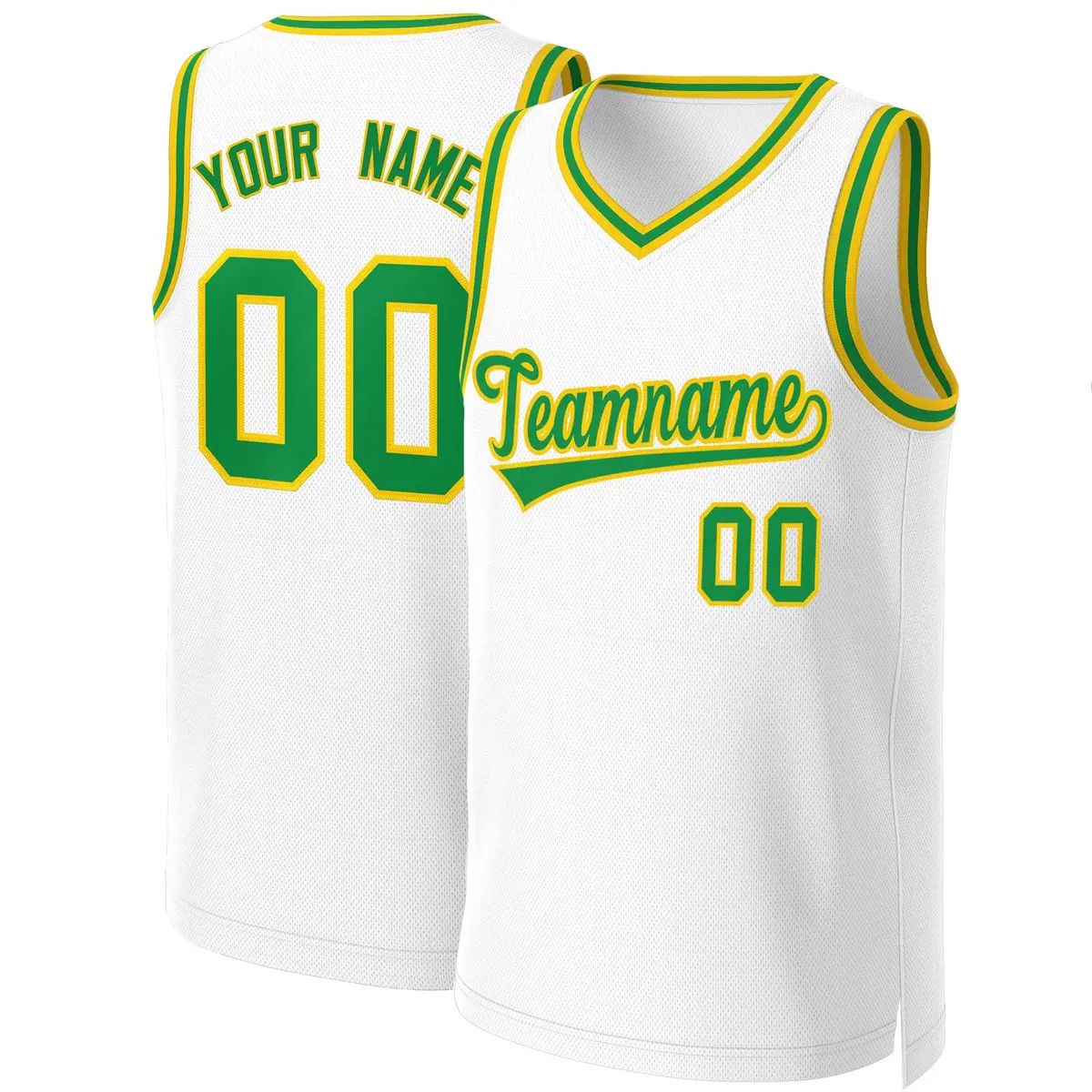 Classic Basketball Jersey White Green-Yellow