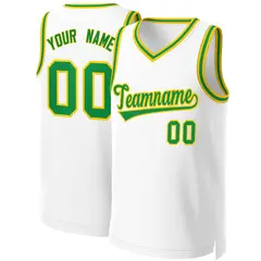Classic Basketball Jersey White Green-Yellow 1