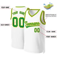 Classic Basketball Jersey White Green-Yellow 2