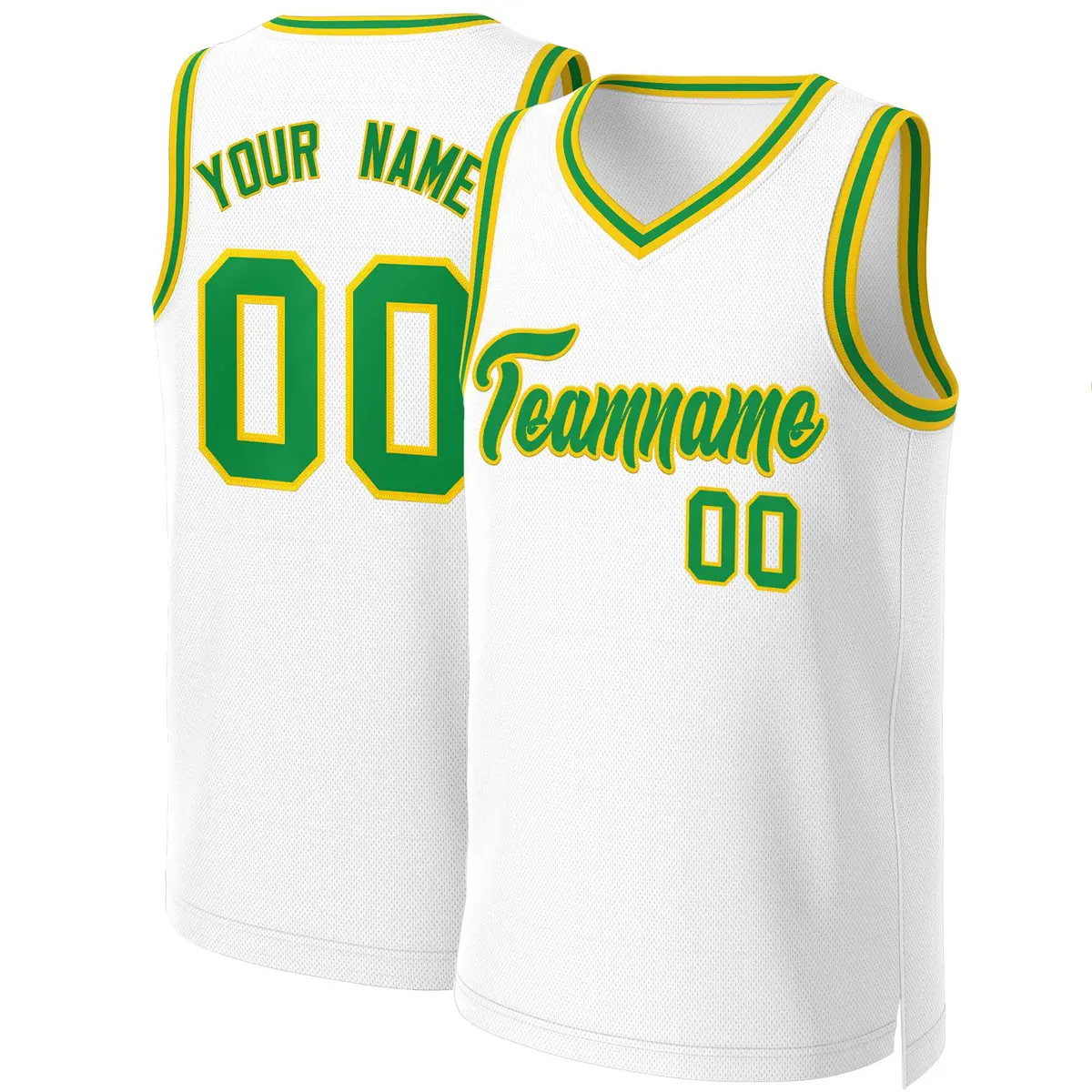 Classic Basketball Jersey White Green-Yellow