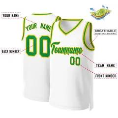 Classic Basketball Jersey White Green-Yellow 2