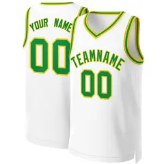 Classic Basketball Jersey White Green-Yellow 1
