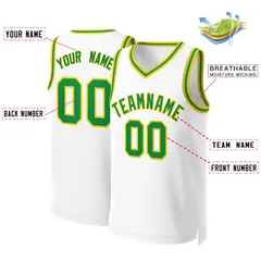 Classic Basketball Jersey White Green-Yellow 2