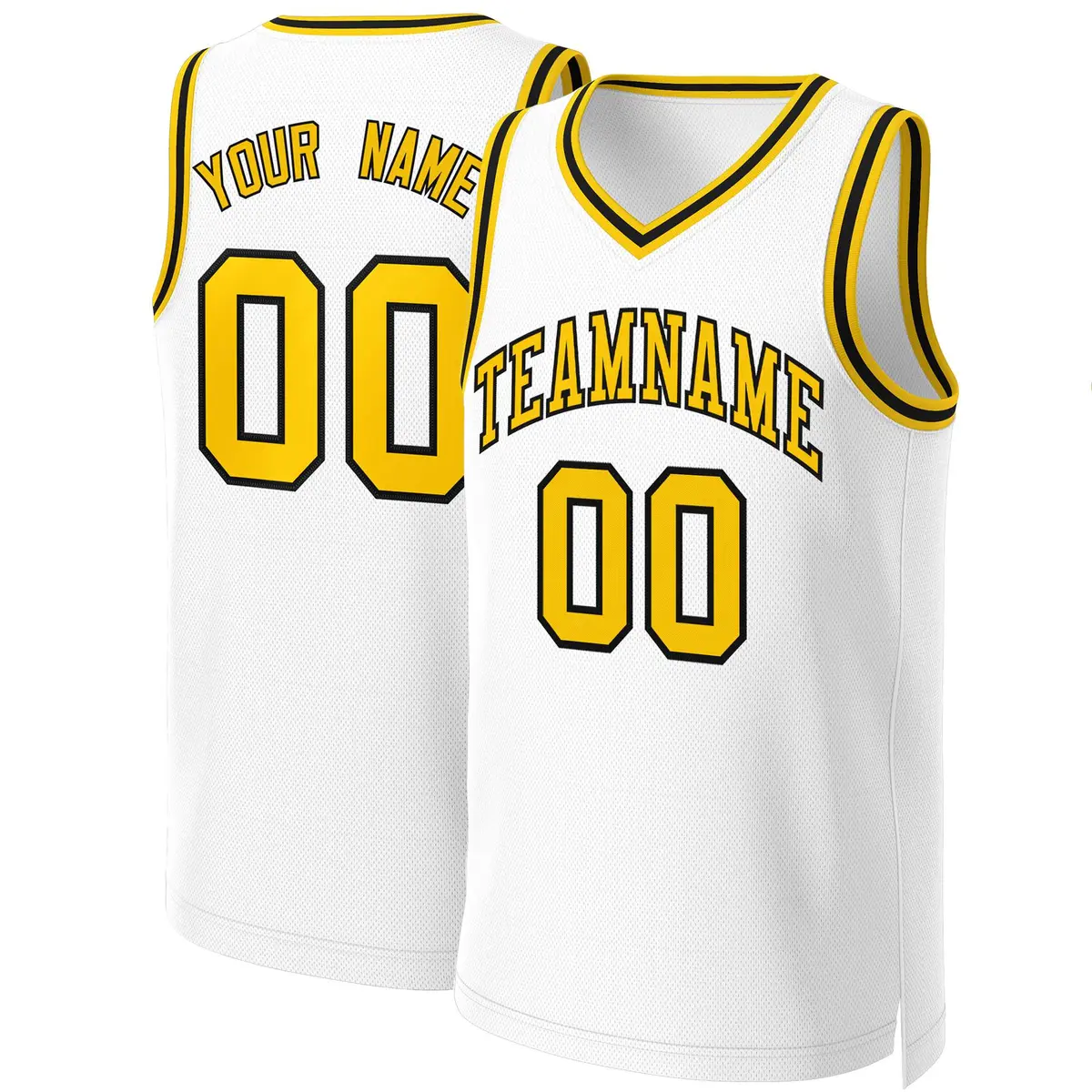 Classic Basketball Jersey White Yellow-Black